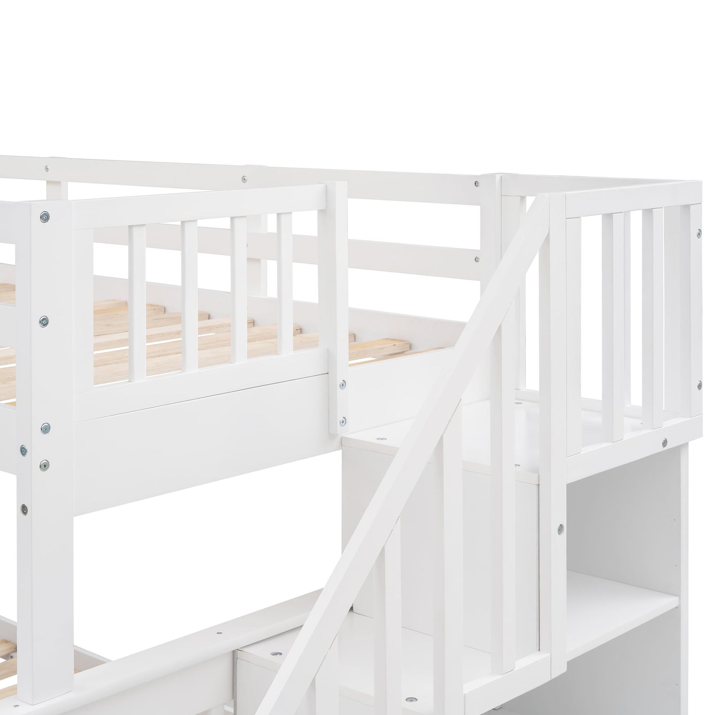 Stairway Bunk Bed With Storage And Guard Rail For Bedroom - The Sleep Loft - Online Mattress Showroom NYC