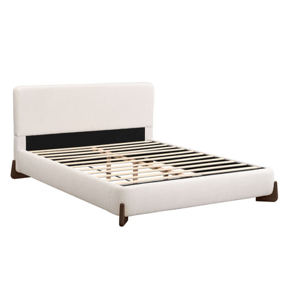 Queen Size Elegant Terry Upholstered Bed - White - The Sleep Loft - Online Mattress Showroom NYC