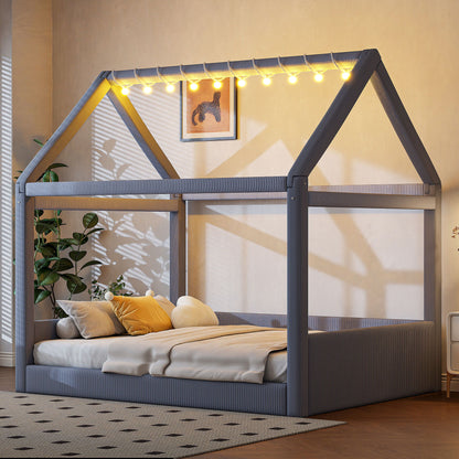 Upholstered House Style Daybed With LED Light Strips - The Sleep Loft - Online Mattress Showroom NYC