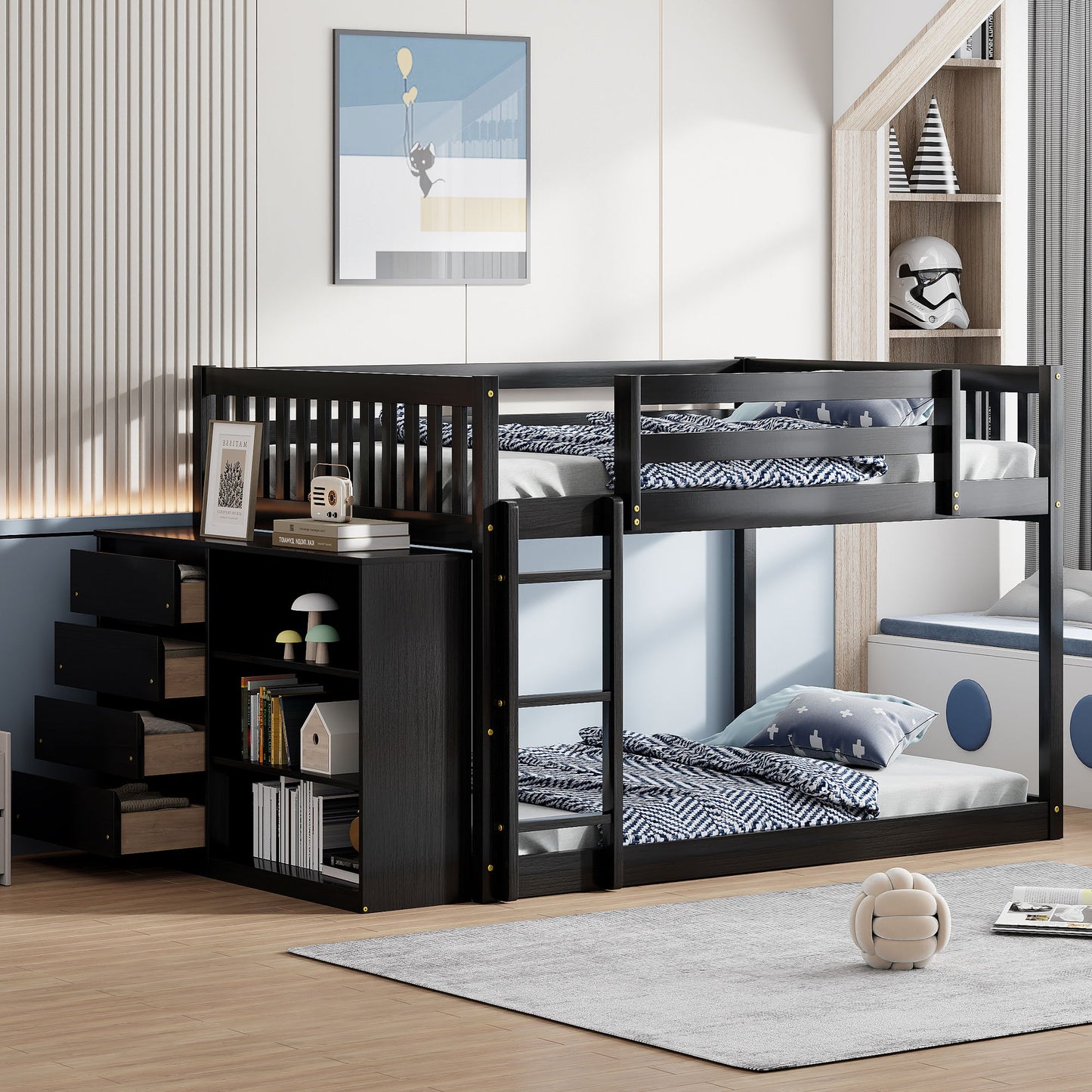 Bunk Bed With 4 Drawers And 3 Shelves - The Sleep Loft - Online Mattress Showroom NYC