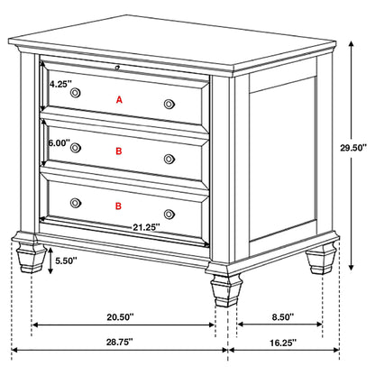 Cottage 3 Drawer Nightstand With Pull Out Tray - Cream White - The Sleep Loft - Online Mattress Showroom NYC