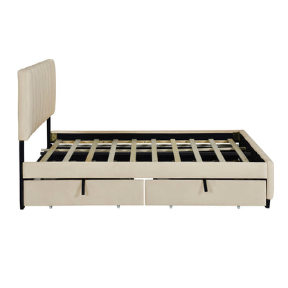 Platform UpholsteredBed With 2 Drawers And Twin Long Trundle - The Sleep Loft - Online Mattress Showroom NYC