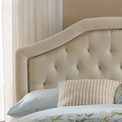 Queen & Full Size Headboard With Diamond Tufting And Nailhead Trim - Beige - The Sleep Loft - Online Mattress Showroom NYC