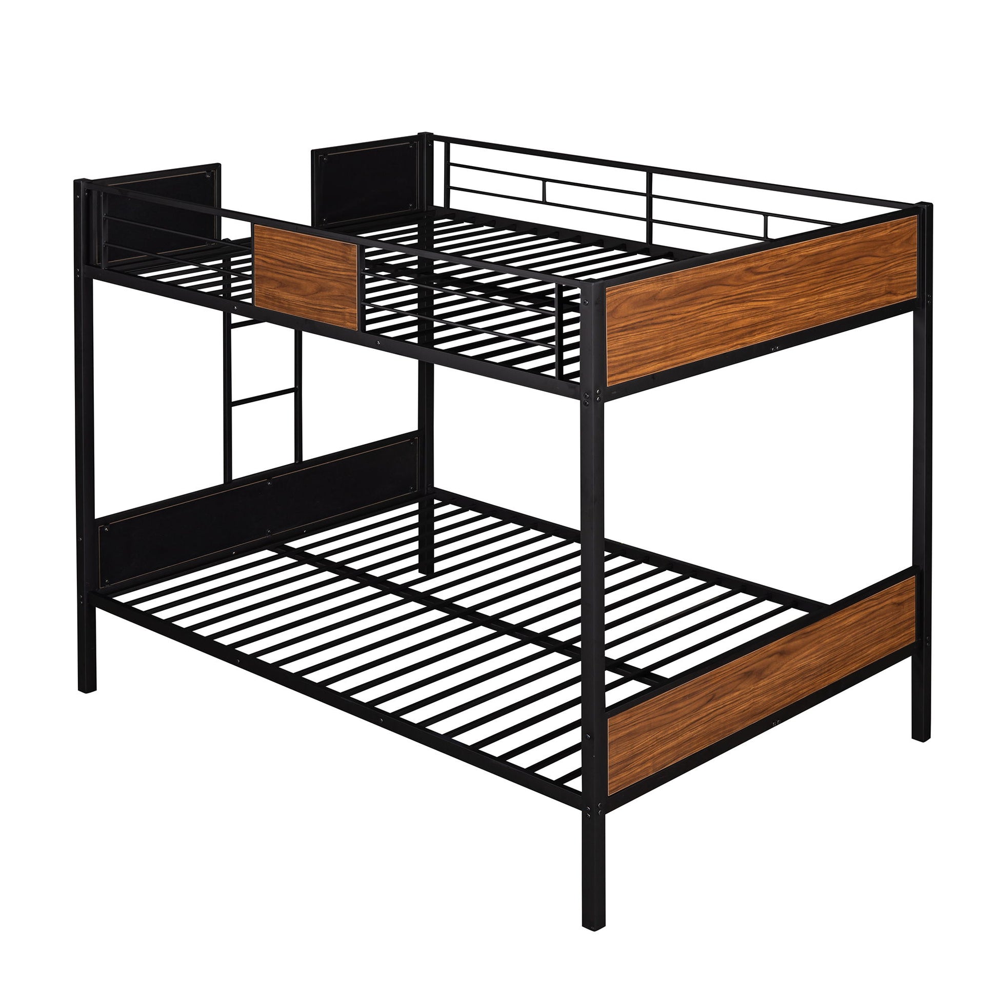 Full Over Full Bunk Bed Modern Style Steel Frame Bunk Bed With Safety Rail, Built-In Ladder For Bedroom - Brown - The Sleep Loft - Online Mattress Showroom NYC