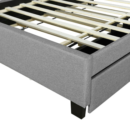 Upholstered Platform Bed With Storage Headboard, Trundle & 2 Drawers And A Set Of Sockets & USB Ports - The Sleep Loft - Online Mattress Showroom NYC