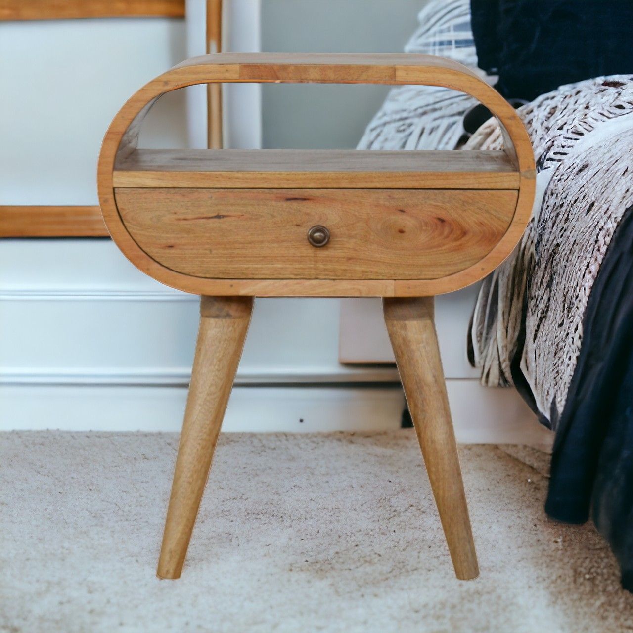 Circular Open Bedside Nightstand - The Sleep Loft - Online Mattress Showroom NYC