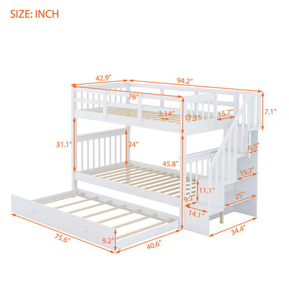 Stairway Bunk Bed With Storage And Guard Rail For Bedroom - The Sleep Loft - Online Mattress Showroom NYC