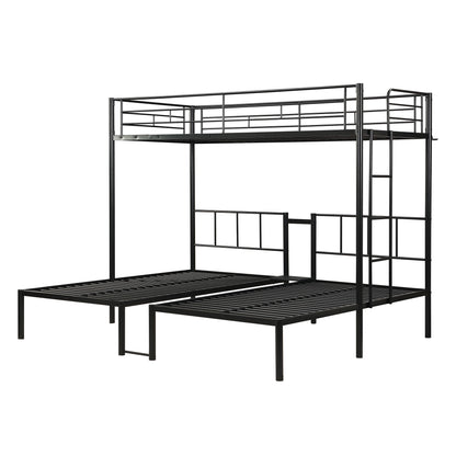 Twin Over Twin Over Twin Triple Bunk Bed With Safety Rails And Storage Shelf - Black - The Sleep Loft - Online Mattress Showroom NYC