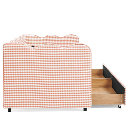 Gingham Daybed With USB Charging Port, Wave-Shaped Design - The Sleep Loft - Online Mattress Showroom NYC
