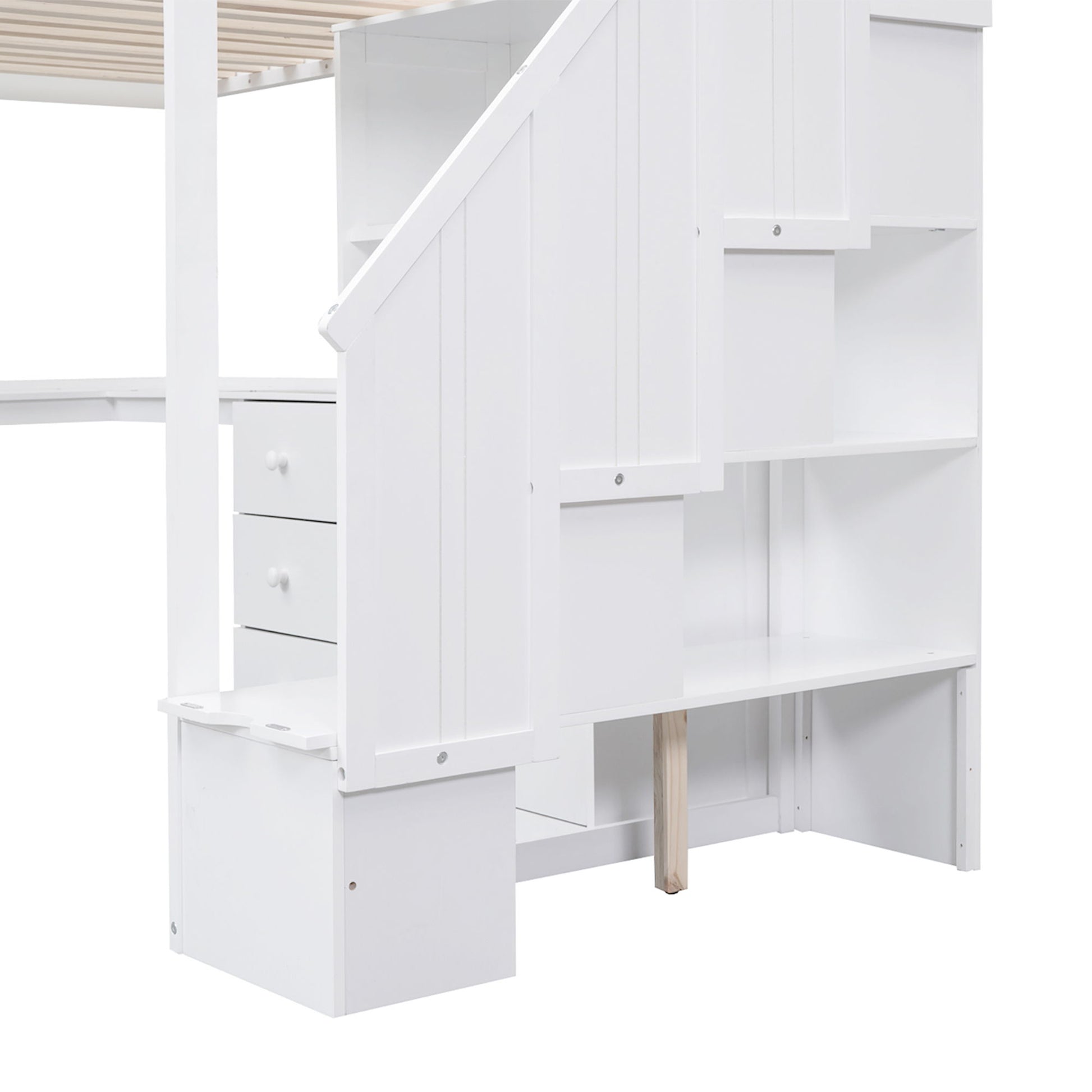 Loft Bed With L Shaped Desk, Drawers, Cabinet, And Storage Staircase - The Sleep Loft - Online Mattress Showroom NYC