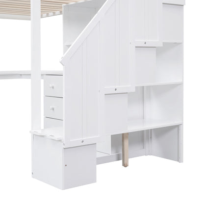 Loft Bed With L Shaped Desk, Drawers, Cabinet, And Storage Staircase - The Sleep Loft - Online Mattress Showroom NYC