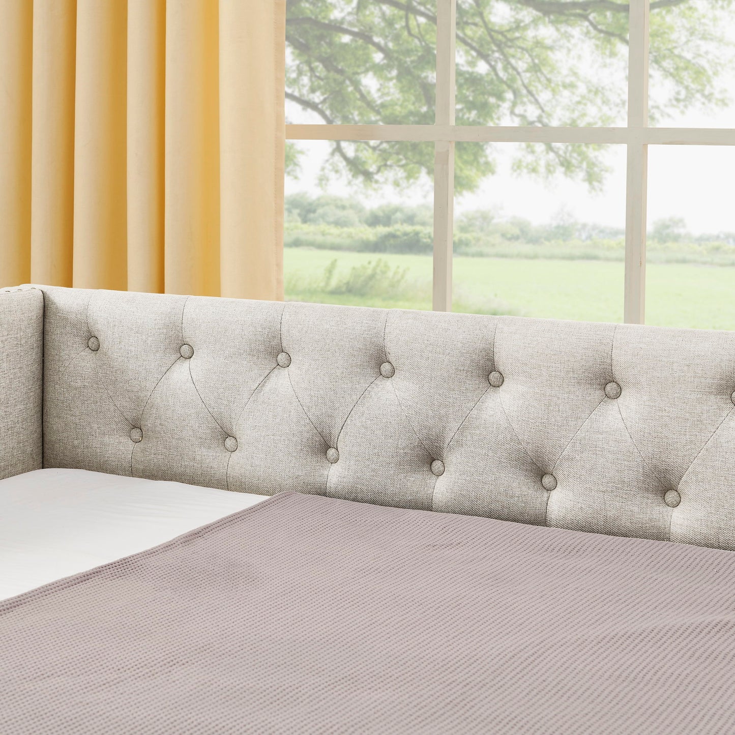 Upholstered Daybed With USB Charging & Pull Out Bed - The Sleep Loft - Online Mattress Showroom NYC