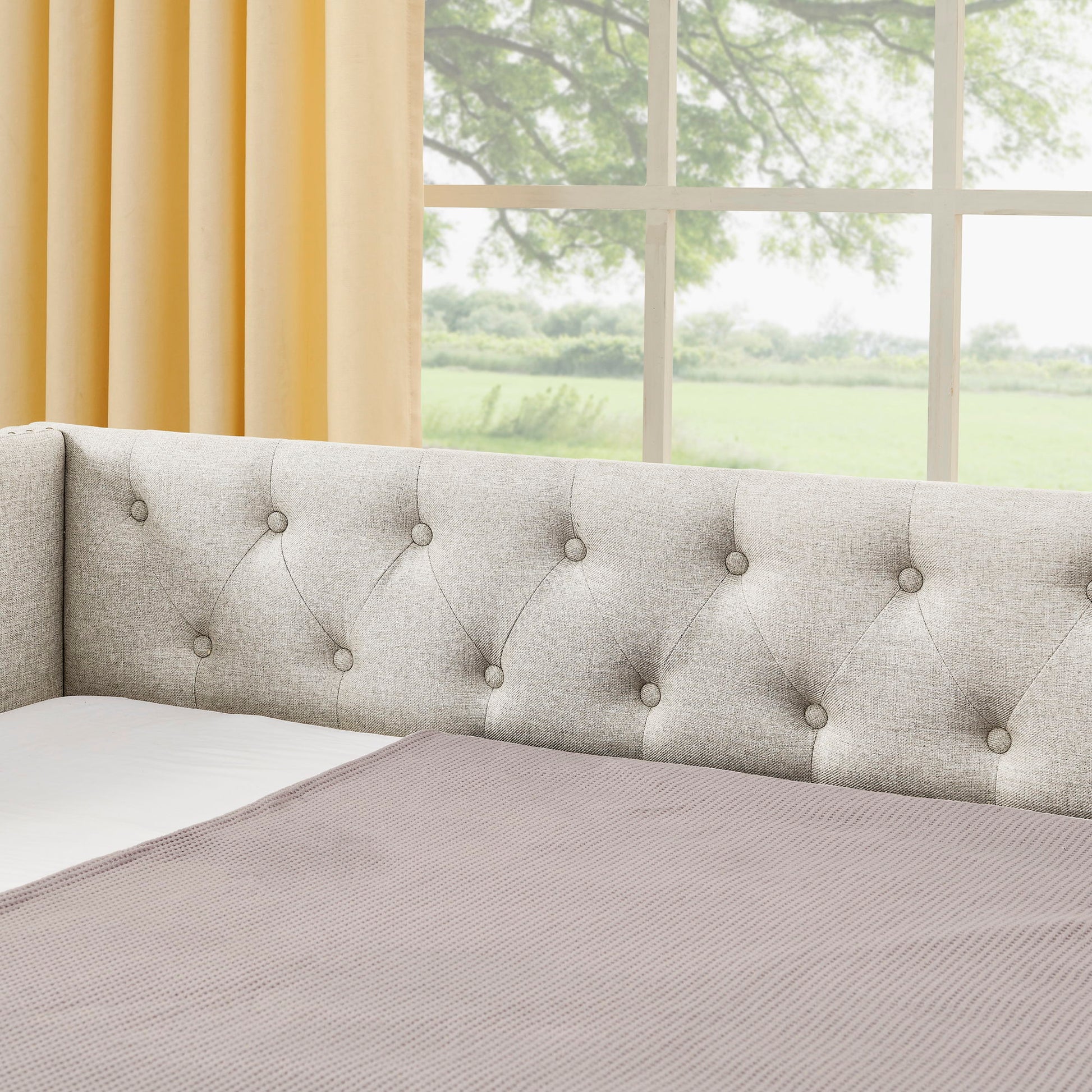 Upholstered Daybed With USB Charging & Pull Out Bed - The Sleep Loft - Online Mattress Showroom NYC