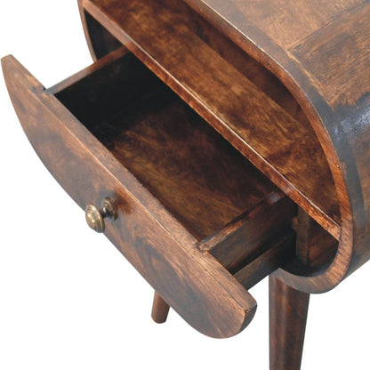 Circular Bedside Table With Open Slot - Walnut - The Sleep Loft - Online Mattress Showroom NYC