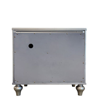 2 Drawer Nightstand With Diamond Patterned Fronts - Silver - The Sleep Loft - Online Mattress Showroom NYC