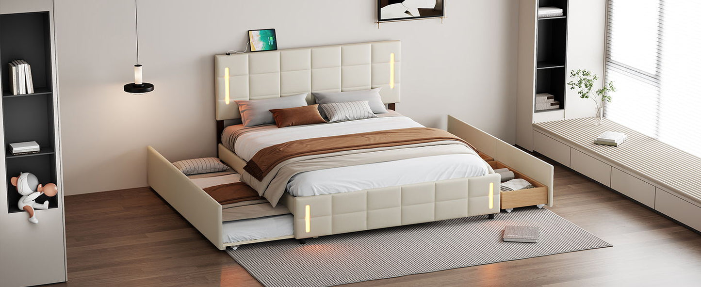 Upholstered Platform Bed With Trundle & Drawers - The Sleep Loft - Online Mattress Showroom NYC
