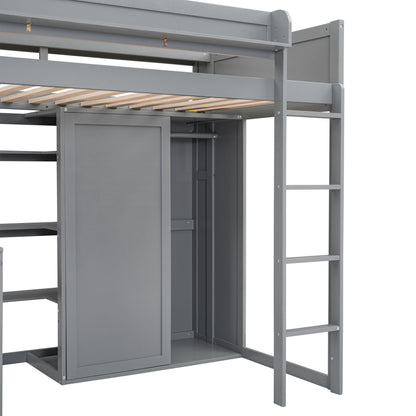 Loft Bed With Built In Desk, Storage Shelves, And Wardrobe - The Sleep Loft - Online Mattress Showroom NYC