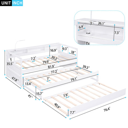 Daybed With 2 Trundles, 3 Storage Cubbies, Built In USB Charging Light - The Sleep Loft - Online Mattress Showroom NYC