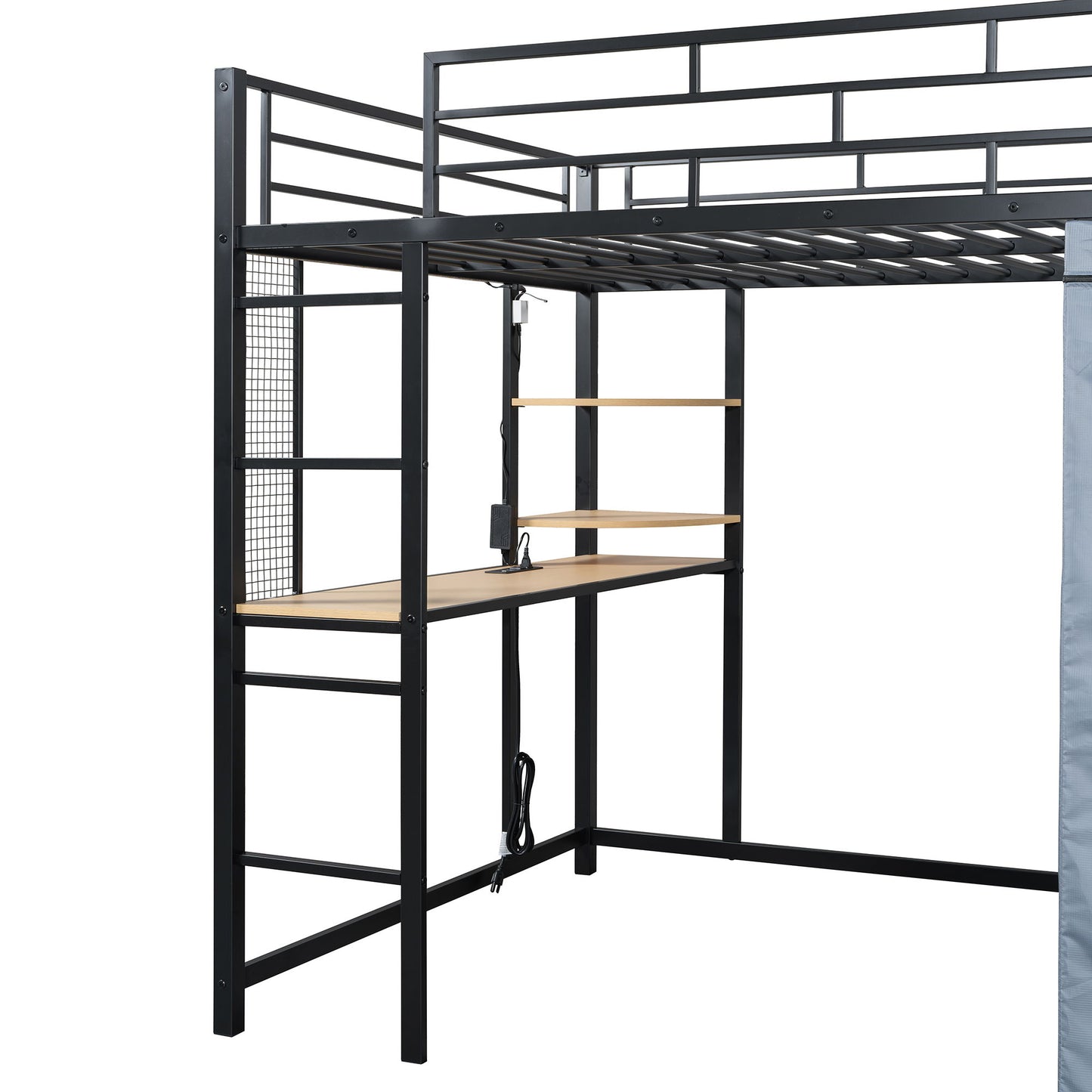 Loft Bed With Desk, Shelves, Power Outlet, LED Light And Wardrobe - The Sleep Loft - Online Mattress Showroom NYC