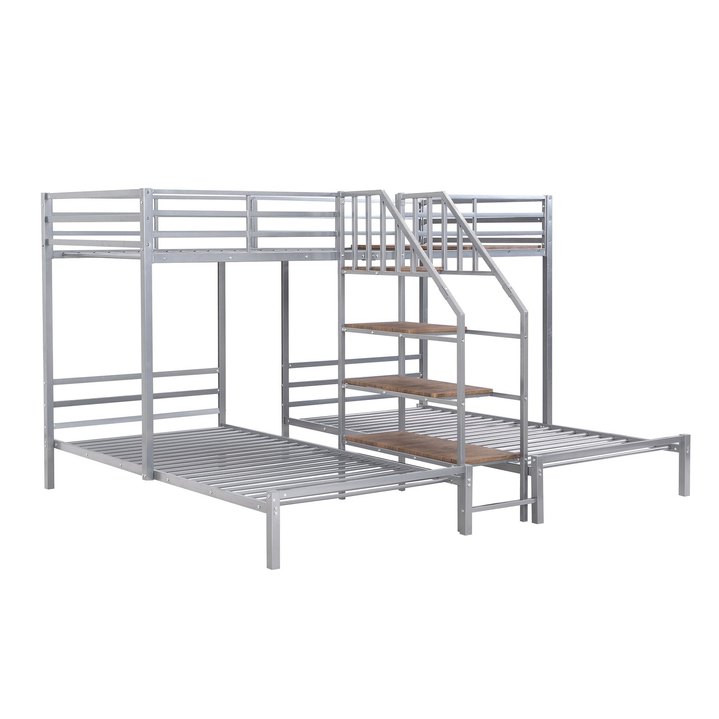 Metal Bunk Bed With Storage Shelves Staircase - The Sleep Loft - Online Mattress Showroom NYC