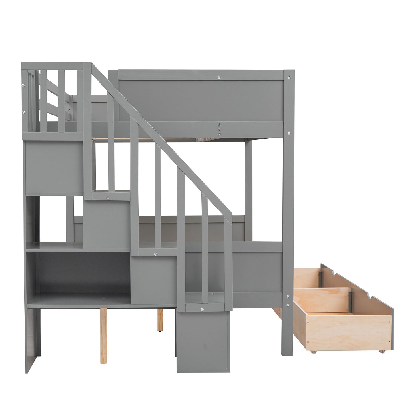 Bunk Bed With Shelfs, Storage Staircase And 2 Drawers - The Sleep Loft - Online Mattress Showroom NYC