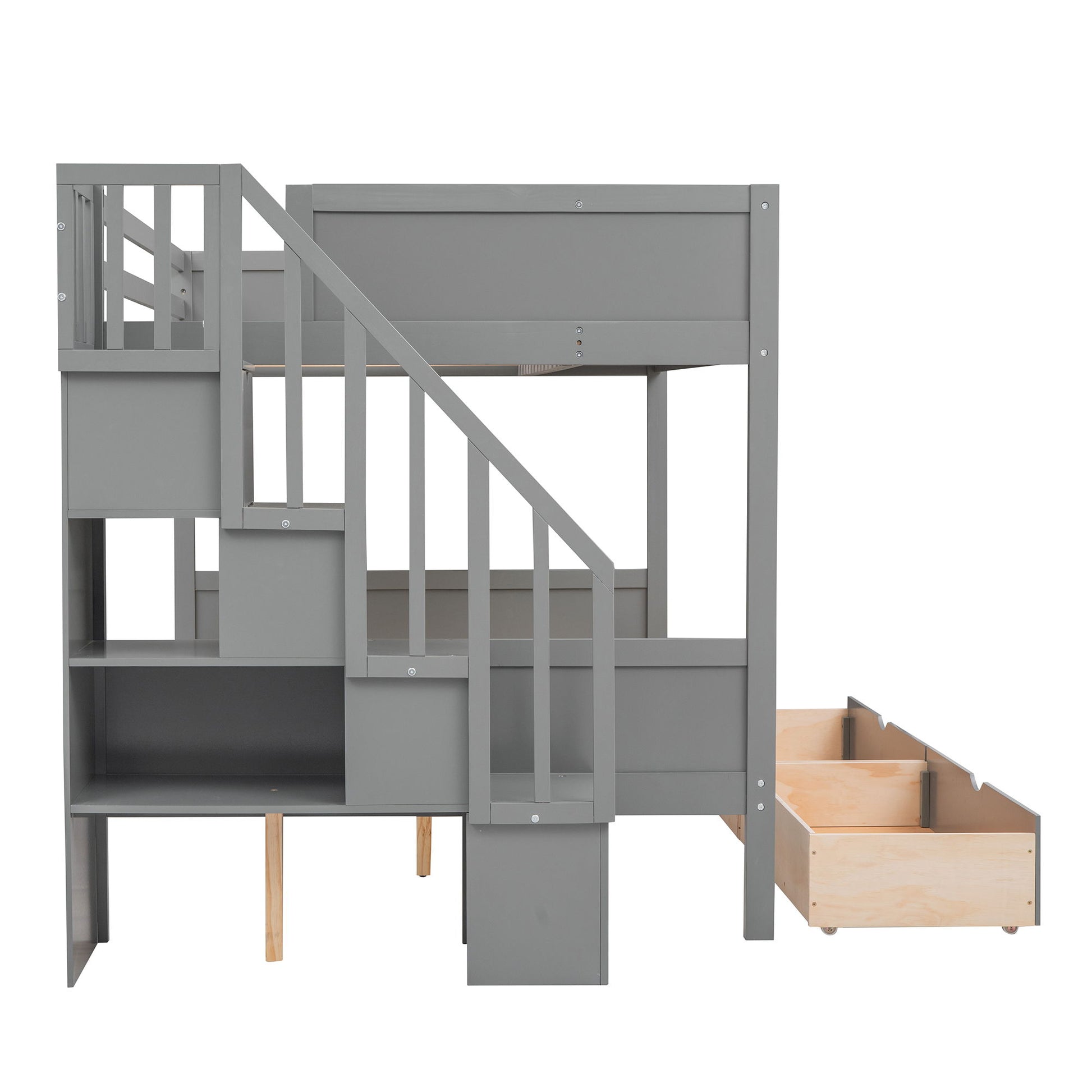 Bunk Bed With Shelfs, Storage Staircase And 2 Drawers - The Sleep Loft - Online Mattress Showroom NYC