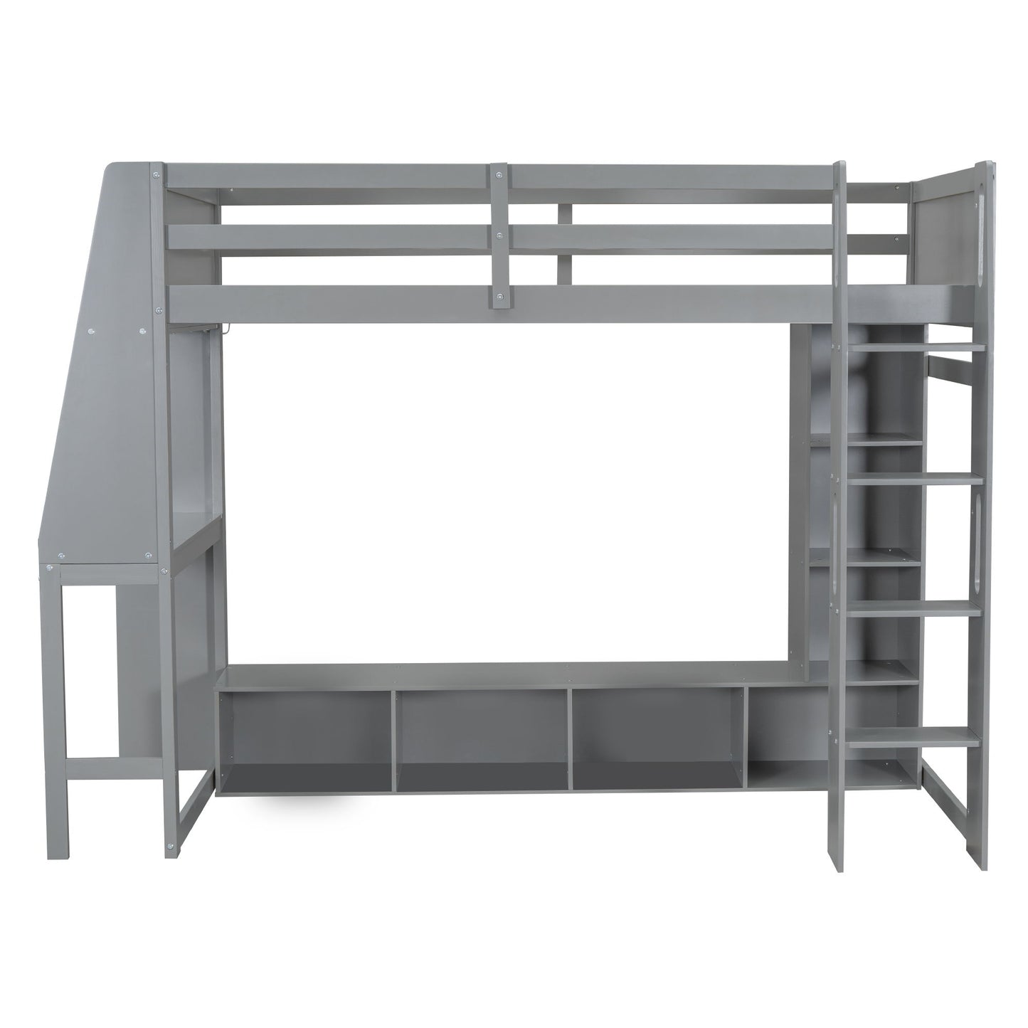 Gaming Loft Bed With Desk, Multi Storage Shelves, LED Lighting, And Hanging Clothes Rack - The Sleep Loft - Online Mattress Showroom NYC