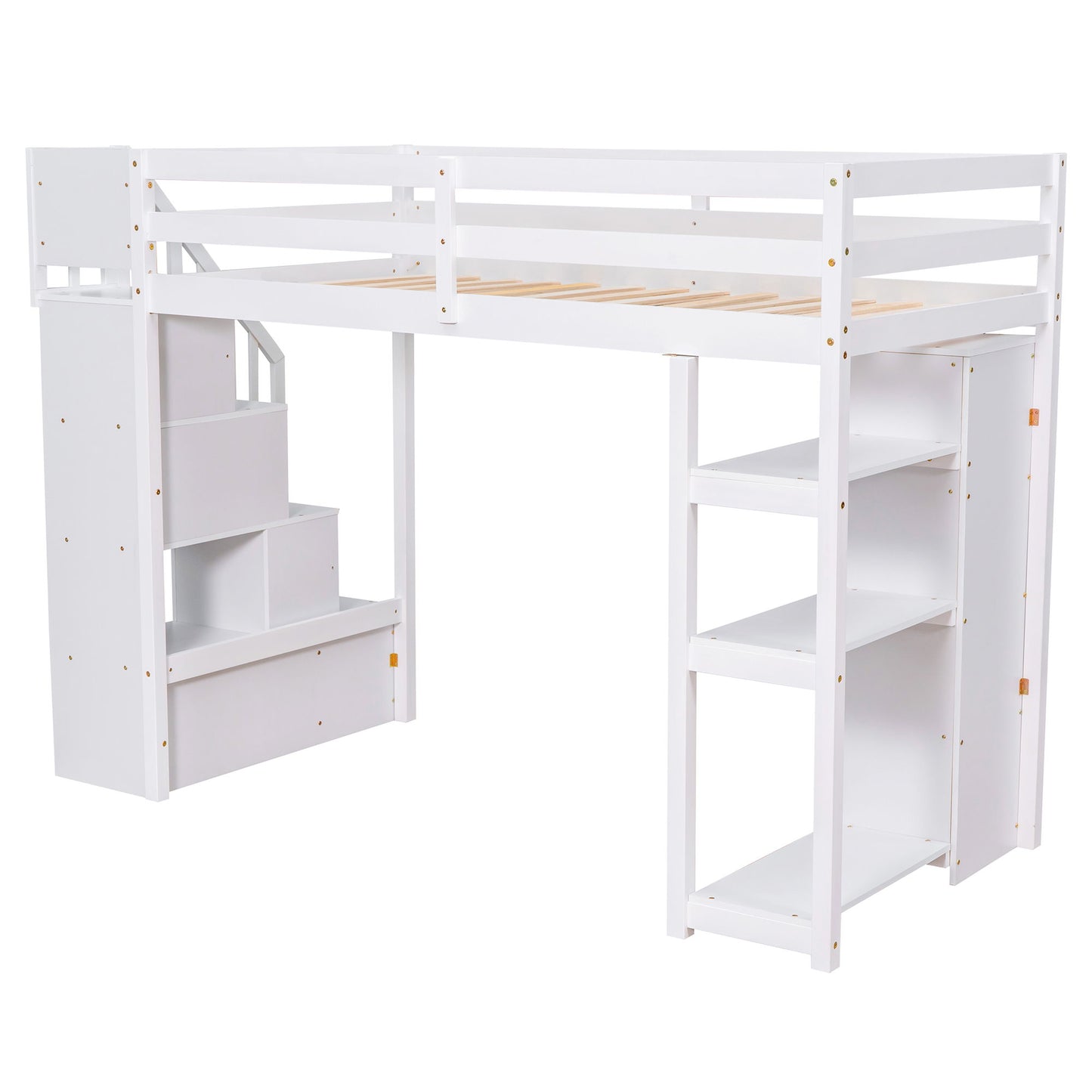 Loft Bed With Storage Drawers And Stairs With Shelves - The Sleep Loft - Online Mattress Showroom NYC