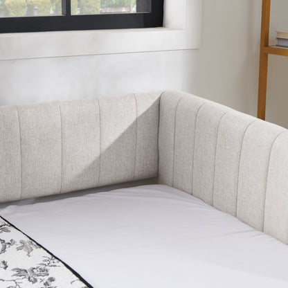 Upholstered Daybed With Trundle With Vertical Stripes - The Sleep Loft - Online Mattress Showroom NYC
