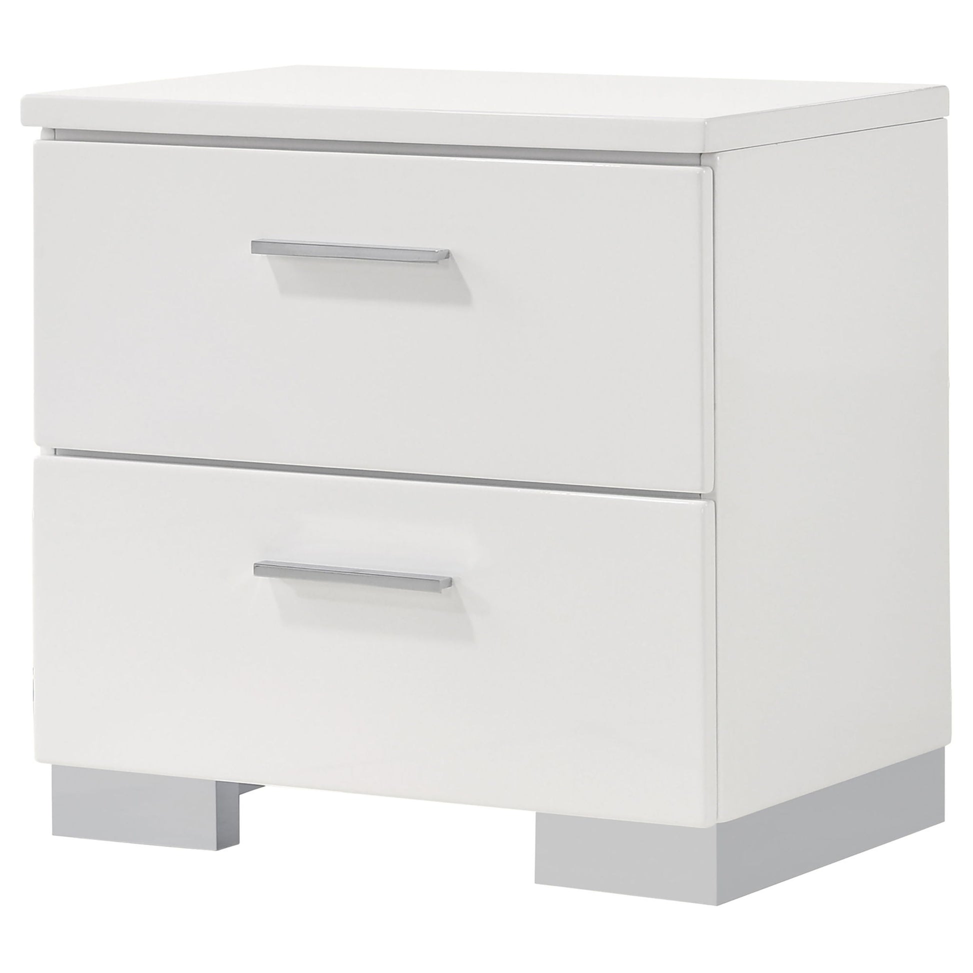 Dulcey - 2 Drawer Nightstand - Gloss White - The Sleep Loft - Online Mattress Showroom NYC