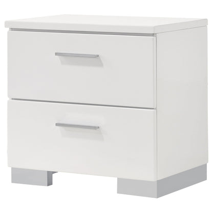 Dulcey - 2 Drawer Nightstand - Gloss White - The Sleep Loft - Online Mattress Showroom NYC