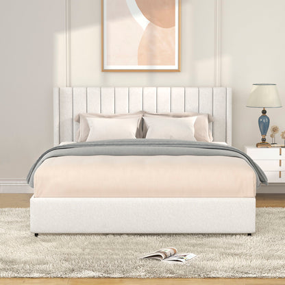 Anda - Boucle Upholstered Platform Bed With Patented Drawers Storage - Ivory - The Sleep Loft - Online Mattress Showroom NYC