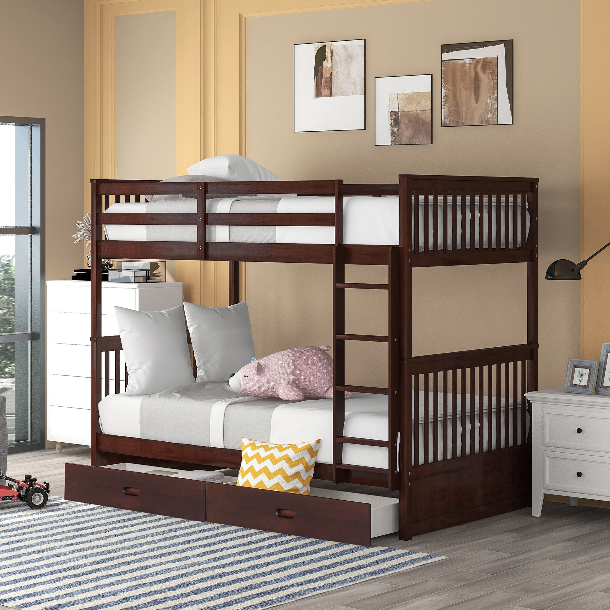 Bunk Bed With Ladders And 2 Storage Drawers - The Sleep Loft - Online Mattress Showroom NYC