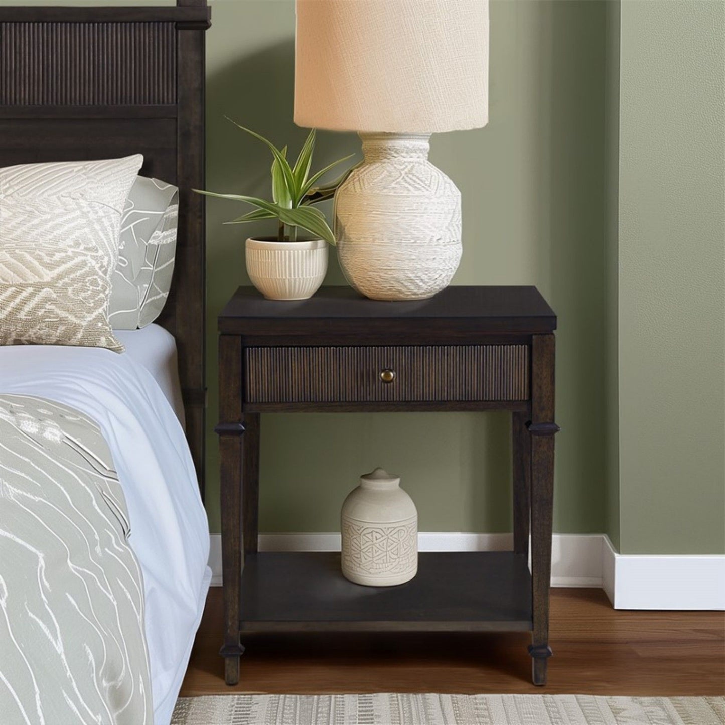 Kenna - Nightstand With Storage - Dark Coffee - The Sleep Loft - Online Mattress Showroom NYC
