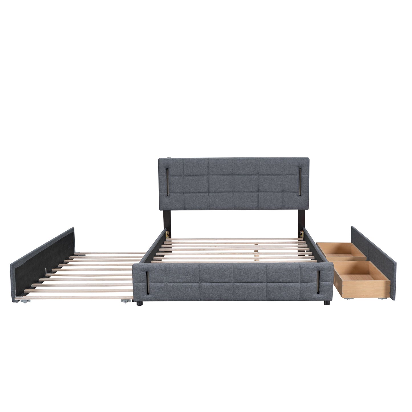 Upholstered Platform Bed With Trundle & Drawers - The Sleep Loft - Online Mattress Showroom NYC