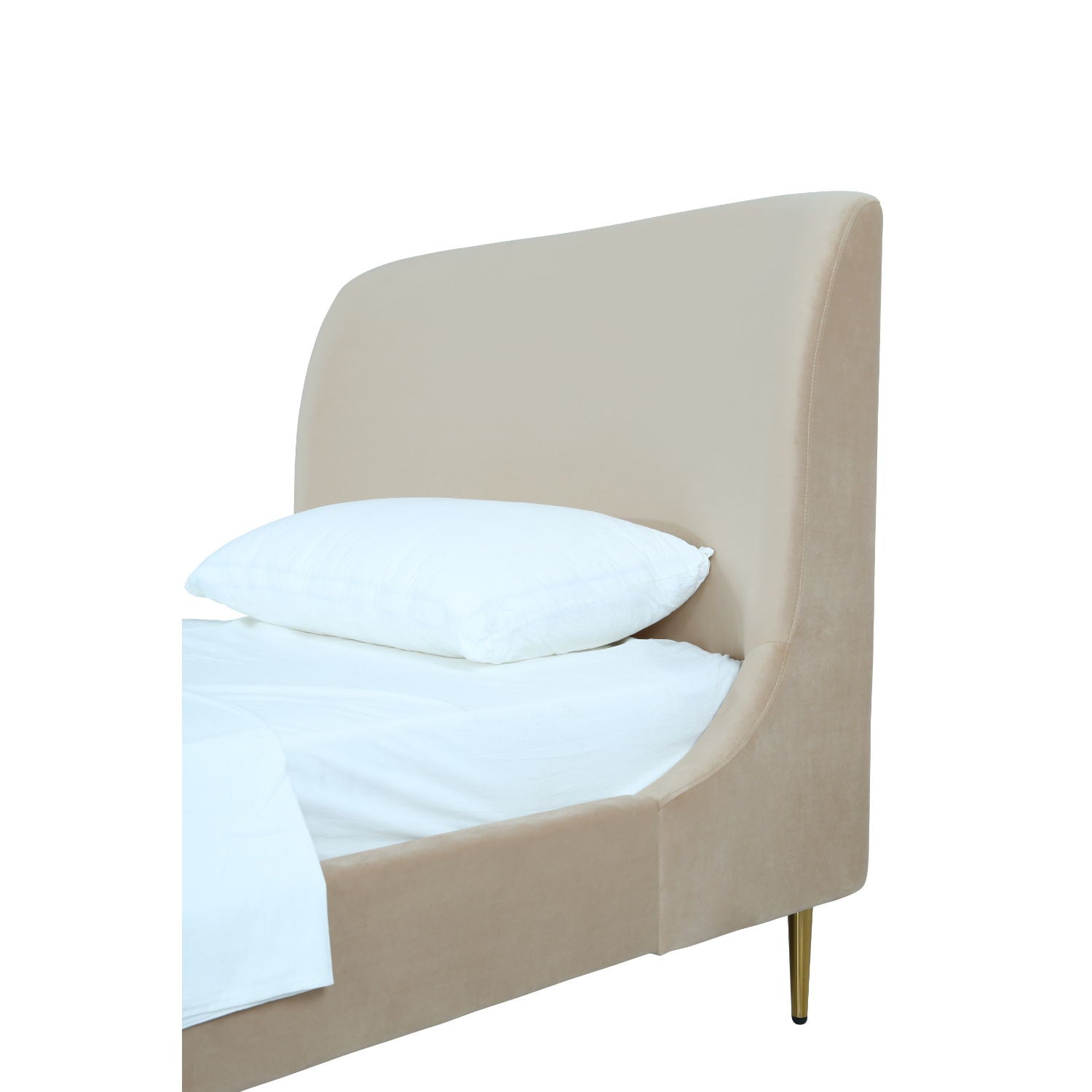 Mid-Century Modern Upholstered Bed With Curved Headboard - The Sleep Loft - Online Mattress Showroom NYC