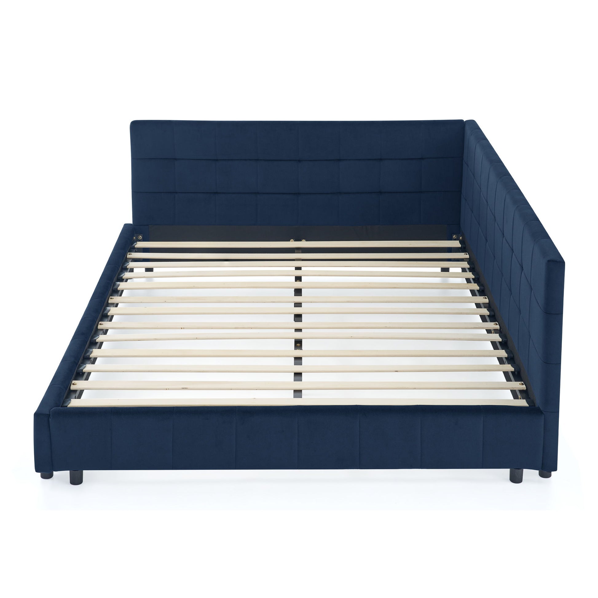 Mid-Century Storage Upholstered Tufted Bed Frame With Backrest And Armrests - The Sleep Loft - Online Mattress Showroom NYC