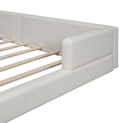 Queen Size Upholstered Platform Bed With 2 Reading Lights - White - The Sleep Loft - Online Mattress Showroom NYC