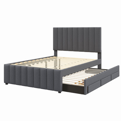 Upholstered Platform Bed With Twin Size Trundle And 3 Drawers - The Sleep Loft - Online Mattress Showroom NYC