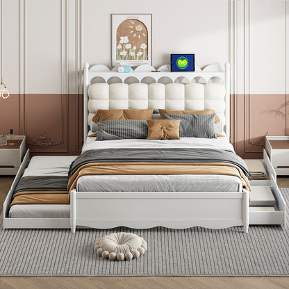Storage Platform Bed, With 2 Big Drawers, Trundle, One Set Of Sockets & USB Ports - The Sleep Loft - Online Mattress Showroom NYC