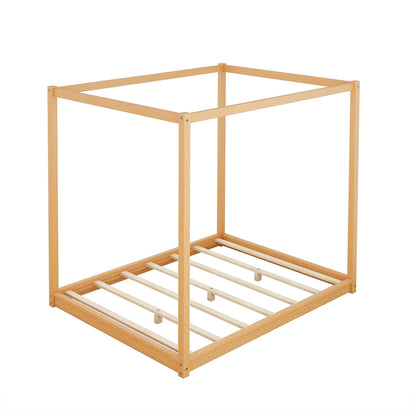 Wood Canopy Platform Bed With Support Legs And Airflow Slats - The Sleep Loft - Online Mattress Showroom NYC