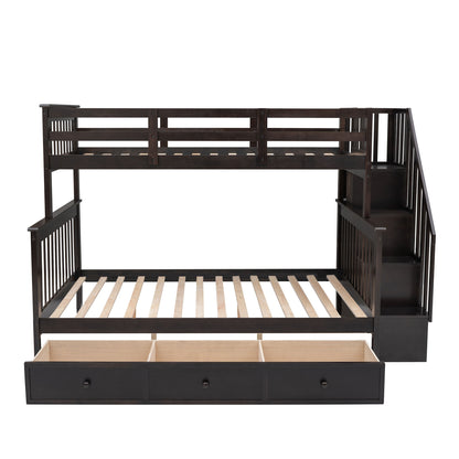 Stairway Bunk Bed With Storage And Guard Rail For Bedroom - The Sleep Loft - Online Mattress Showroom NYC