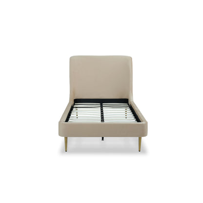 Mid-Century Modern Upholstered Bed With Curved Headboard - The Sleep Loft - Online Mattress Showroom NYC