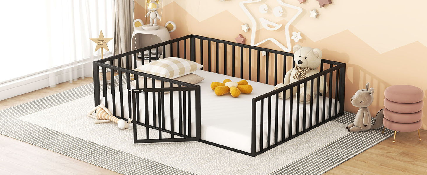 Metal Floor Bed Frame With Fence And Door - The Sleep Loft - Online Mattress Showroom NYC