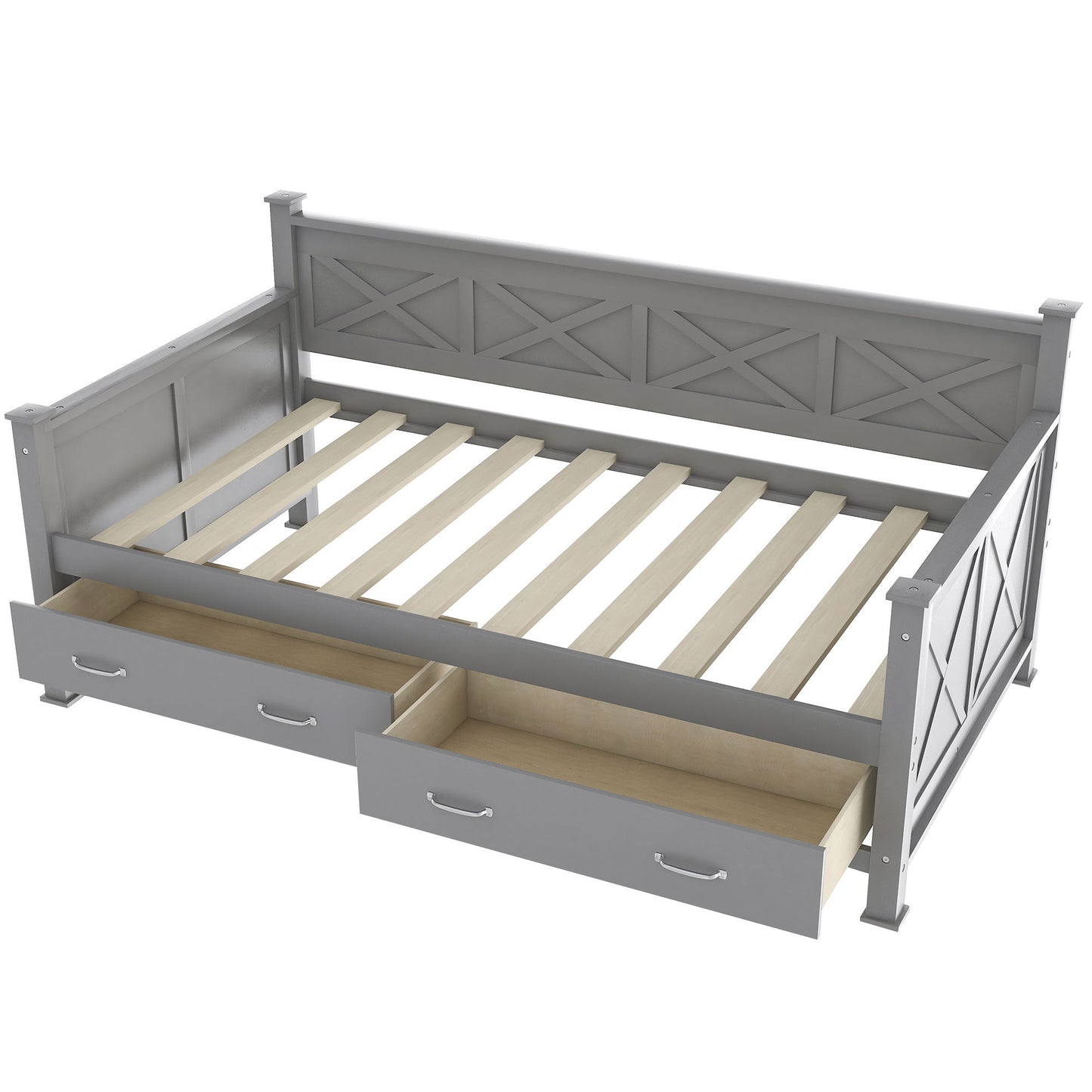 Modern Daybed With 2 Large Drawers, X Shaped Frame - The Sleep Loft - Online Mattress Showroom NYC