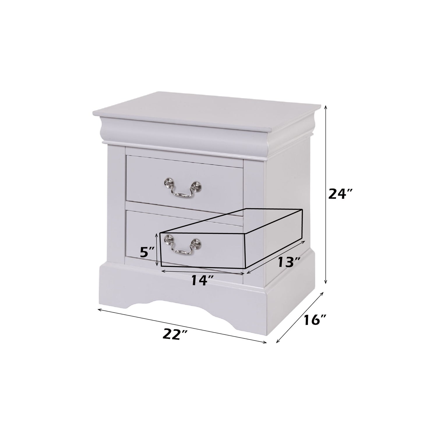 Louis Philippe III - Sleek Design Nightstand - The Sleep Loft - Online Mattress Showroom NYC