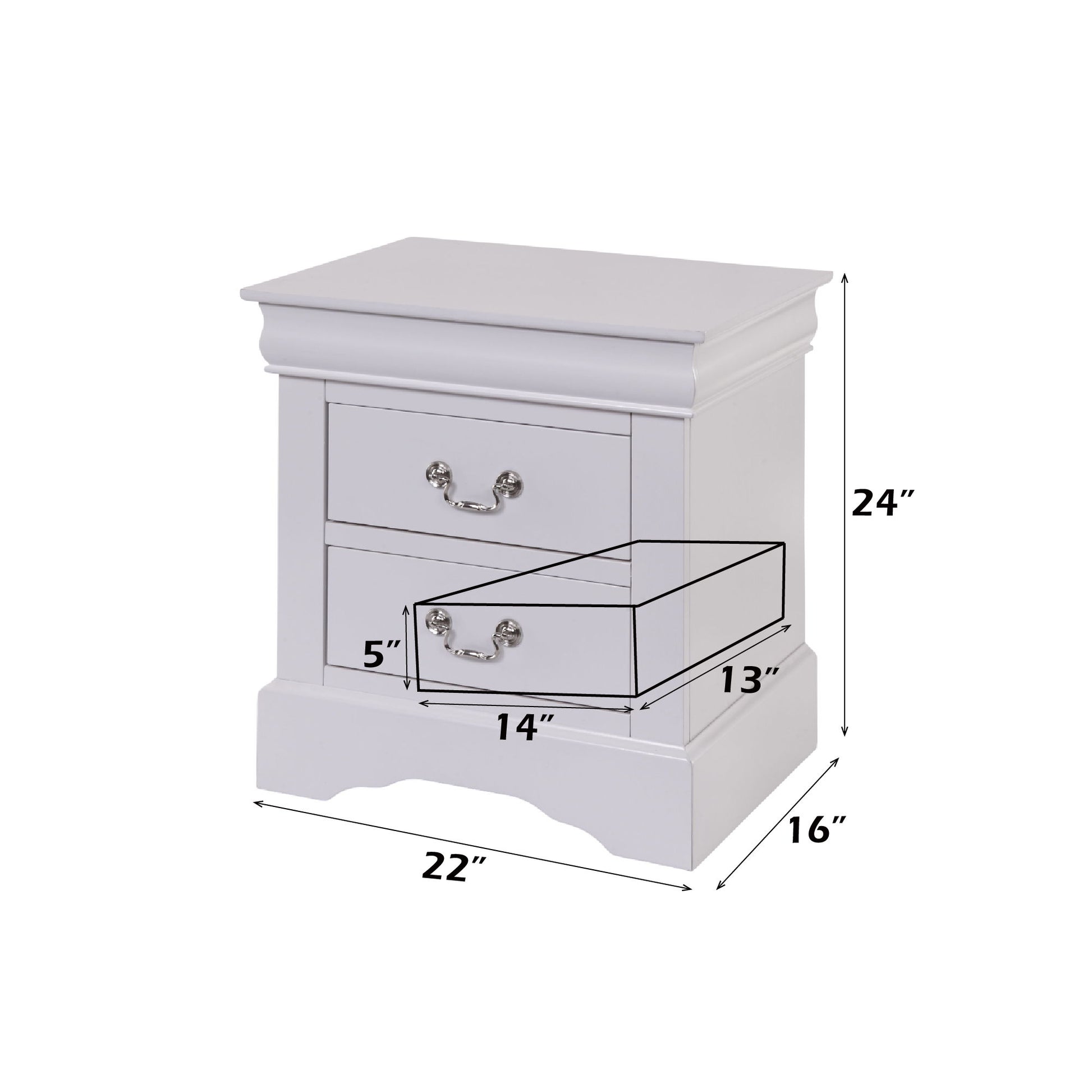 Louis Philippe III - Sleek Design Nightstand - The Sleep Loft - Online Mattress Showroom NYC