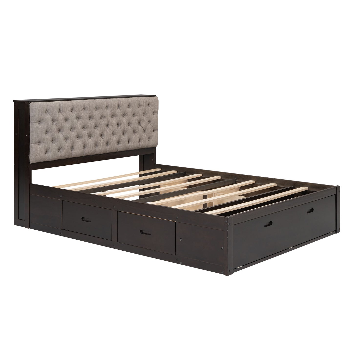 Platform Bed With Storage Headboard, Shoe Rack And 4 Drawers - The Sleep Loft - Online Mattress Showroom NYC
