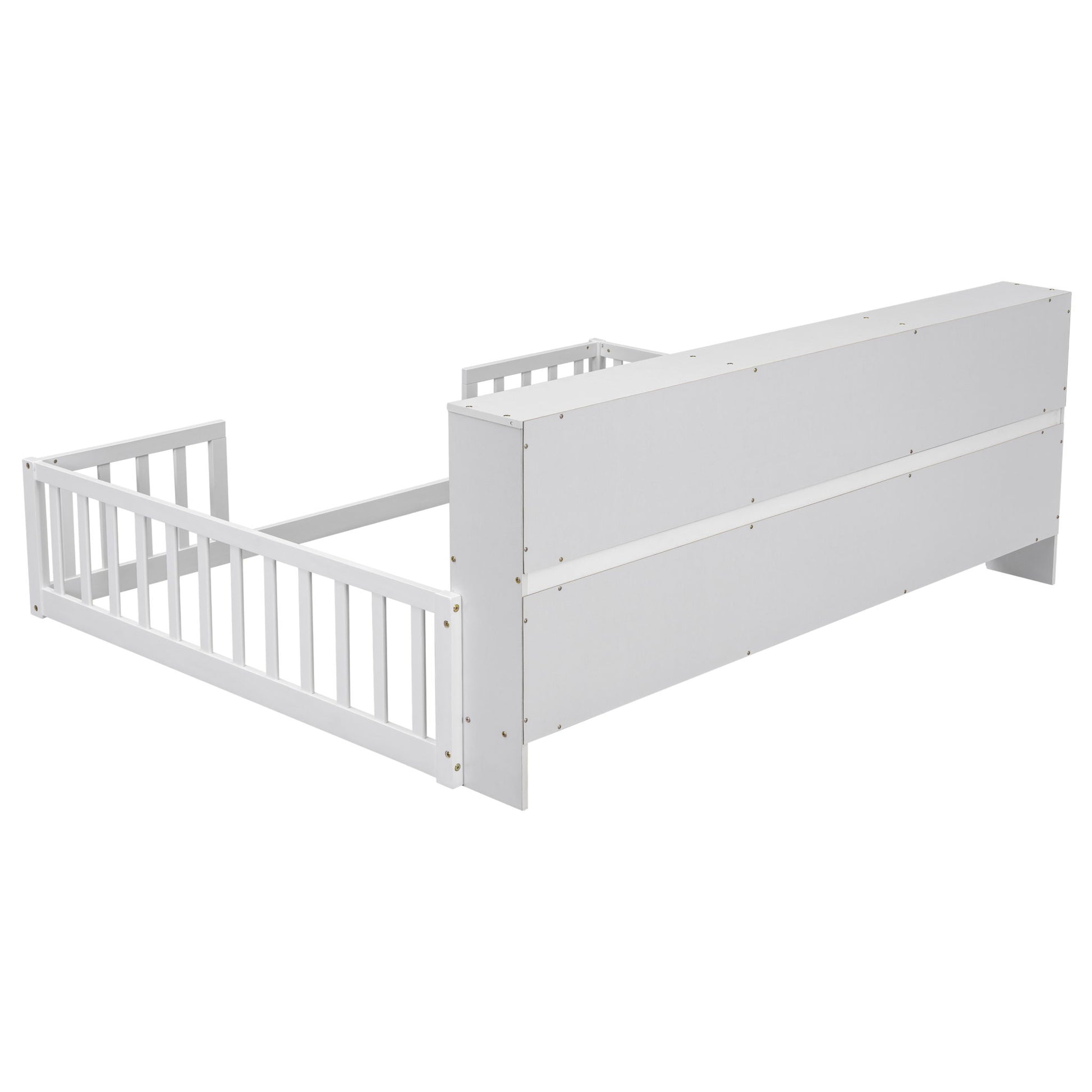 Floor Bed With Side Bookcase, Shelves, Guardrails - The Sleep Loft - Online Mattress Showroom NYC