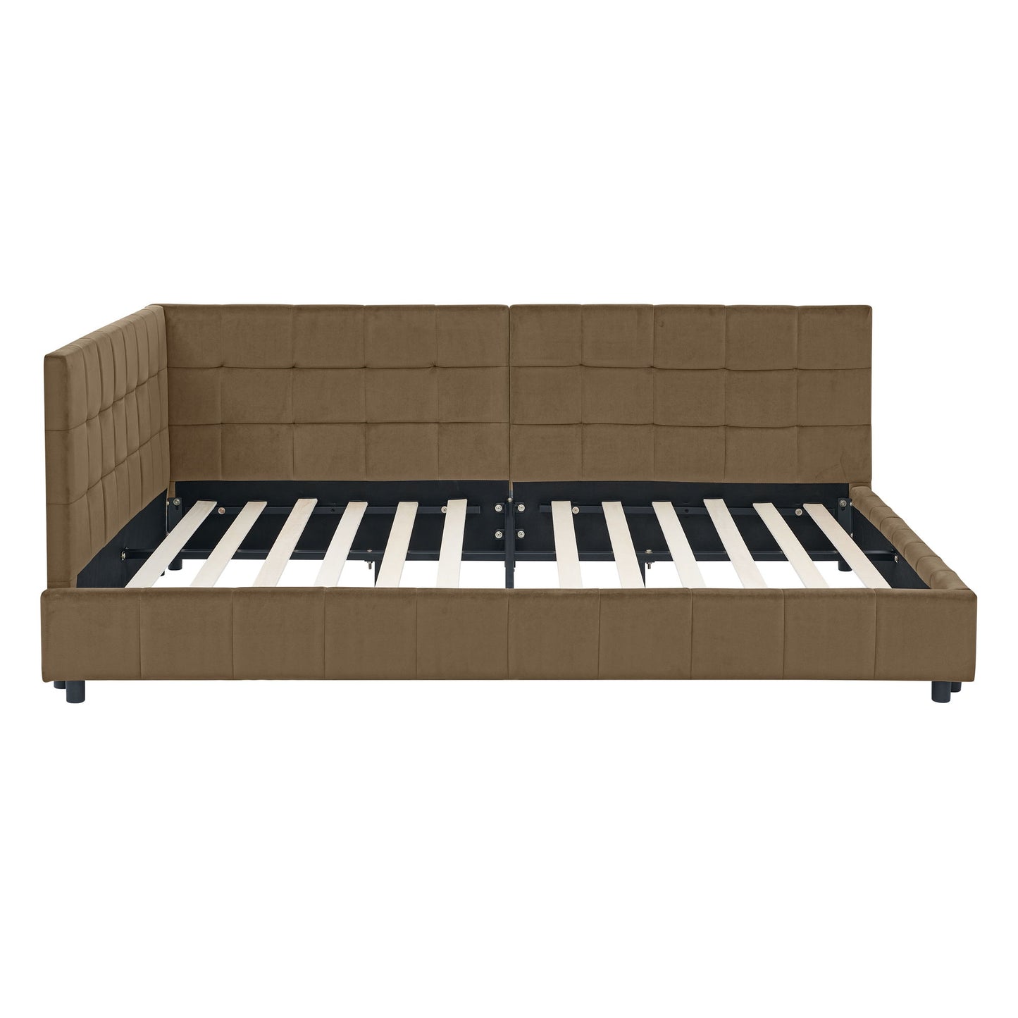Upholstered Bed Frame With Tufted Backrest And Armrests - The Sleep Loft - Online Mattress Showroom NYC